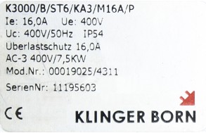 Klinger & Born Typenschild