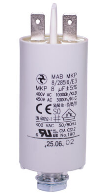 Dioche Kondensator, CBB60 8uF LaufenKondensator AC 450V Mikrofarad-Kondensator Flachstecker